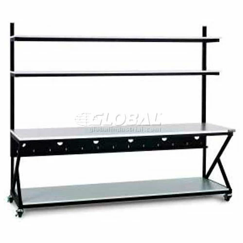 Kendall Howard 96" Performance 200 Series LAN Station with Full Bottom Shelf, Folkstone Gray 1 Kendall Howard 96" Performance 200 Series LAN Station with Full Bottom Shelf, Folkstone Gray