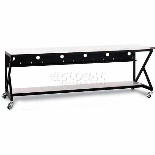 Kendall Howard 96" Performance 400 Series LAN Station with Half Bottom Shelf, Folkstone Gray 2 Kendall Howard 96" Performance 400 Series LAN Station with Half Bottom Shelf, Folkstone Gray - Image 2