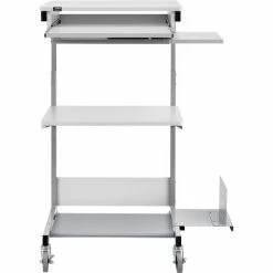 Global Industrial™ Mobile Computer Workstation with Printer Shelf and CPU Holder, Gray -Outlet Desks & Workstations Store 506693 02
