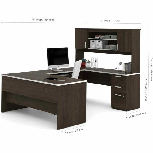 Bestar® U-Shaped Desk with Lateral File and Bookcase - Dark Chocolate - Ridgeley Series 2 Bestar® U-Shaped Desk with Lateral File and Bookcase - Dark Chocolate - Ridgeley Series - Image 2