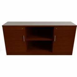 Linea Italia Storage Credenza Cabinet, 2 Locking Doors & 1 Open Shelve, 64" x 21" x 30", Cherry