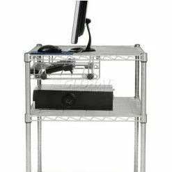 Nexel Chrome Wire Shelf Computer Workstation with Keyboard Tray, 30"W x 24"D x 34"H 22 Nexel Chrome Wire Shelf Computer Workstation with Keyboard Tray, 30"W x 24"D x 34"H -Outlet Desks & Workstations Store 579207 07