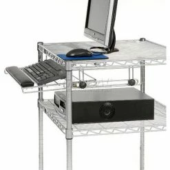 Nexel Chrome Wire Shelf Computer Workstation with Keyboard Tray, 30"W x 24"D x 34"H 23 Nexel Chrome Wire Shelf Computer Workstation with Keyboard Tray, 30"W x 24"D x 34"H -Outlet Desks & Workstations Store 579207 08
