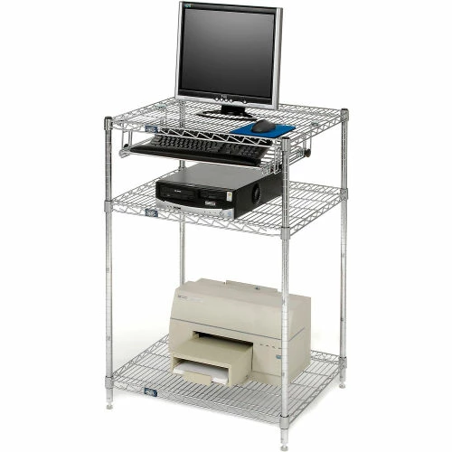 Nexel Chrome Wire Shelf Computer Workstation with Keyboard Tray, 30"W x 24"D x 42"H 5 Nexel Chrome Wire Shelf Computer Workstation with Keyboard Tray, 30"W x 24"D x 42"H - Image 5