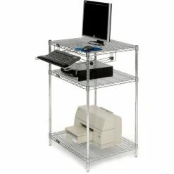 Nexel Chrome Wire Shelf Computer Workstation with Keyboard Tray, 30"W x 24"D x 42"H 20 Nexel Chrome Wire Shelf Computer Workstation with Keyboard Tray, 30"W x 24"D x 42"H -Outlet Desks & Workstations Store 579208 05