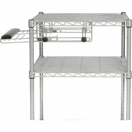 Nexel Chrome Wire Shelf Computer Workstation with Keyboard Tray, 30"W x 24"D x 42"H 7 Nexel Chrome Wire Shelf Computer Workstation with Keyboard Tray, 30"W x 24"D x 42"H - Image 7