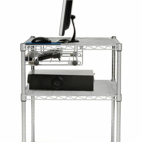 Nexel Chrome Wire Shelf Computer Workstation with Keyboard Tray, 30"W x 24"D x 42"H 8 Nexel Chrome Wire Shelf Computer Workstation with Keyboard Tray, 30"W x 24"D x 42"H - Image 8