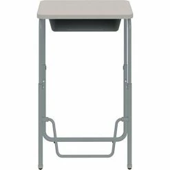 Safco® AlphaBetter 2.0 Height Adjustable Desk, Book Box, Pendulum Bar 29"-43"H, Gray -Outlet Desks & Workstations Store 59221 1224GR Front Extended