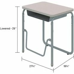 Safco® AlphaBetter 2.0 Height Adjustable Desk, Book Box, Pendulum Bar 29"-43"H, Gray -Outlet Desks & Workstations Store 59561 1224GR ImageDimensions