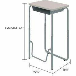 Safco® AlphaBetter 2.0 Height Adjustable Desk, Book Box, Pendulum Bar 29"-43"H, Gray -Outlet Desks & Workstations Store 59562 1224GR Extended ImageDimensions