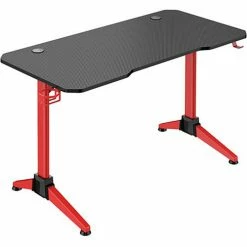 Safco® Ultimate Computer Gaming Desk, 23-5/8"D x 47-3/16"W x 29-1/2"H, Red -Outlet Desks & Workstations Store 59790 5393RD Angle Right Unpropped