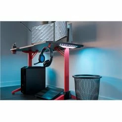 Safco® Ultimate Computer Gaming Desk, 23-5/8"D x 47-3/16"W x 29-1/2"H, Red -Outlet Desks & Workstations Store 59794 5393RD LED Blue2