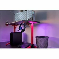 Safco® Ultimate Computer Gaming Desk, 23-5/8"D x 47-3/16"W x 29-1/2"H, Red -Outlet Desks & Workstations Store 59800 5393RD LED Purple2