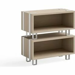 Safco® Ready Home Office Stackable Storage, 12"D x 24"W x 12-1/4"H, Beige -Outlet Desks & Workstations Store 59871 5510 2Stack FrontAngle