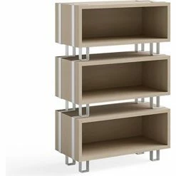 Safco® Ready Home Office Stackable Storage, 12"D x 24"W x 12-1/4"H, Beige -Outlet Desks & Workstations Store 59872 5510 3Stack FrontAngle