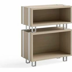 Safco® Ready Home Office Stackable Storage, 12"D x 24"W x 12-1/4"H, Beige -Outlet Desks & Workstations Store 59893 5509 5510 2Stack FrontAngle 1