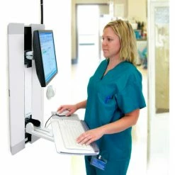 Ergotron® 60-609-195 StyleView® Vertical Lift for Patient Room, Black -Outlet Desks & Workstations Store 60 594 216 inuse2