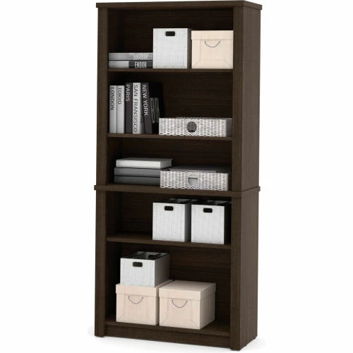 Bestar® U-Shaped Desk with Lateral File and Bookcase - Dark Chocolate - Ridgeley Series 4 Bestar® U-Shaped Desk with Lateral File and Bookcase - Dark Chocolate - Ridgeley Series - Image 4