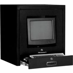 Global Industrial™ Countertop CRT Computer Cabinet, Black -Outlet Desks & Workstations Store 607294BK 02