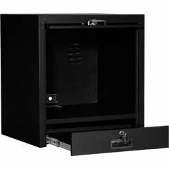 Global Industrial™ Countertop CRT Computer Cabinet, Black -Outlet Desks & Workstations Store 607294BK 03