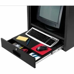 Global Industrial™ Countertop CRT Computer Cabinet, Black -Outlet Desks & Workstations Store 607294BK 08