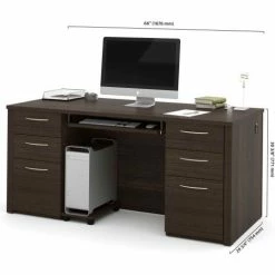 Bestar® Executive Desk Kit - 66" - Dark Chocolate - Embassy Series -Outlet Desks & Workstations Store 60850 79 dims