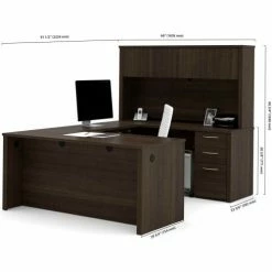 Bestar® U-Shaped Desk - 66" - Dark Chocolate - Embassy Series -Outlet Desks & Workstations Store 60857 79 dims