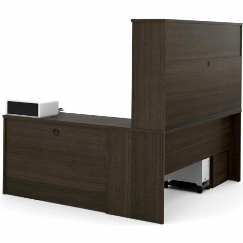 Bestar® L-Shaped Desk with Hutch - 71" - Dark Chocolate - Embassy Series 3 Bestar® L-Shaped Desk with Hutch - 71" - Dark Chocolate - Embassy Series - Image 3