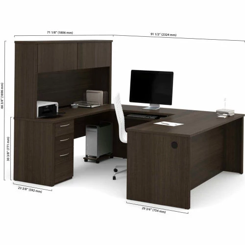 Bestar® U-Shaped Desk - 71" - Dark Chocolate - Embassy Series 3 Bestar® U-Shaped Desk - 71" - Dark Chocolate - Embassy Series - Image 3