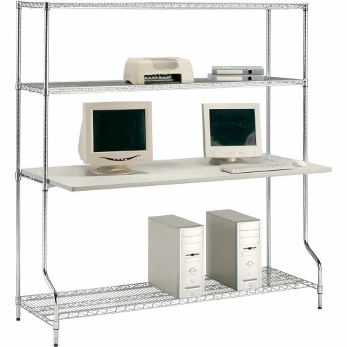 Nexel 4-Shelf Wire Computer LAN Workstation, 72"W x 30"D x 74"H, Chrome 1 Nexel 4-Shelf Wire Computer LAN Workstation, 72"W x 30"D x 74"H, Chrome