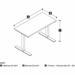 Bestar® Height Adjustable Table - Electric - 48" x 24" x 28" - 45"H Slate -Outlet Desks & Workstations Store 65857 lineart 1