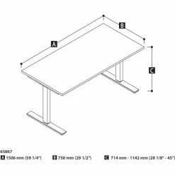 Bestar® Height Adjustable Table - Electric - 60" x 30" x 28" - 45"H Black 6 Bestar® Height Adjustable Table - Electric - 60" x 30" x 28" - 45"H Black -Outlet Desks & Workstations Store 65867 lineart