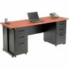 Interion By Global Industrial Interion® Office Desk with 6 drawers - 72" x 24" - Cherry