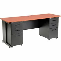 Interion By Global Industrial Interion® Office Desk with 6 drawers - 72" x 24" - Cherry -Outlet Desks & Workstations Store 670076CH 04