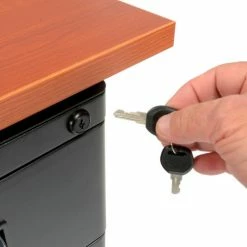 Interion By Global Industrial Interion® Office Desk with 3 Drawers - 48" x 24" - Cherry -Outlet Desks & Workstations Store 670078CH 05