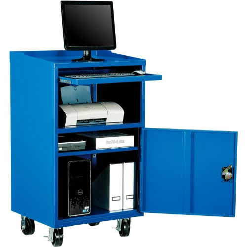 Global Industrial Mobile Computer Workstation, Blue, Unassembled 1 Global Industrial Mobile Computer Workstation, Blue, Unassembled