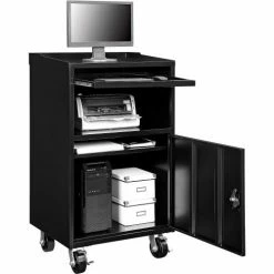 Global Industrial Mobile Computer Workstation, Black, Assembled
