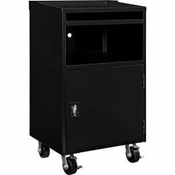 Global Industrial™ Mobile Computer Workstation, Black, Assembled -Outlet Desks & Workstations Store 694561BK 02