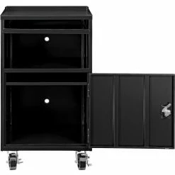 Global Industrial™ Mobile Computer Workstation, Black, Assembled -Outlet Desks & Workstations Store 694561BK 03