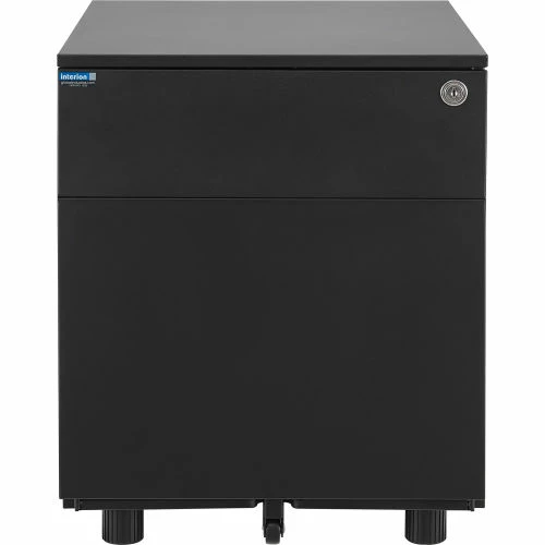 Interion By Global Industrial Interion® Low Height 2 Drawer Pedestal, Black 2 Interion By Global Industrial Interion® Low Height 2 Drawer Pedestal, Black - Image 2