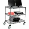 Nexel™ 3-Shelf Mobile Wire Computer LAN Workstation, 36"W x 24"D x 40"H, Black