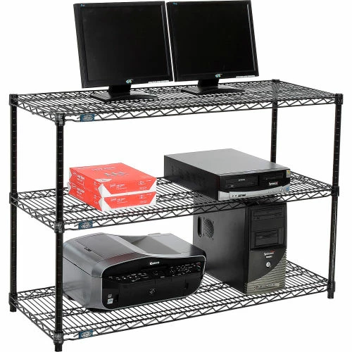 Nexel 3-Shelf Wire Computer LAN Workstation, 48"W x 18"D x 34"H, Black 1 Nexel 3-Shelf Wire Computer LAN Workstation, 48"W x 18"D x 34"H, Black