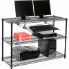 Nexel™ 3-Shelf Wire Computer LAN Workstation with Keyboard Tray, 48"W x 18"D x 34"H, Black