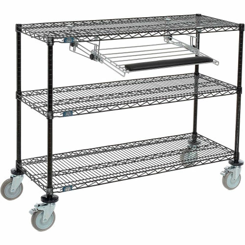 Nexel 3-Shelf Mobile Wire Computer LAN Workstation w/Keyboard Tray, 48"W x 18"D x 40"H, Black 2 Nexel 3-Shelf Mobile Wire Computer LAN Workstation w/Keyboard Tray, 48"W x 18"D x 40"H, Black - Image 2