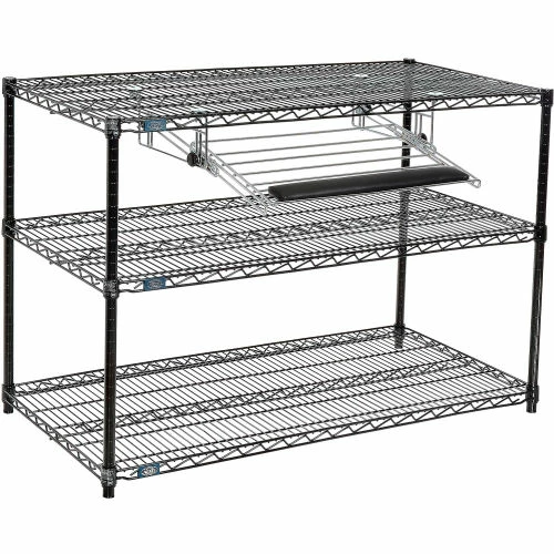 Nexel 3-Shelf Wire Computer LAN Workstation with Keyboard Tray, 48"W x 24"D x 34"H, Black 2 Nexel 3-Shelf Wire Computer LAN Workstation with Keyboard Tray, 48"W x 24"D x 34"H, Black - Image 2