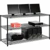 Nexel™ 3-Shelf Wire Computer LAN Workstation, 60"W x 24"D x 34"H, Black
