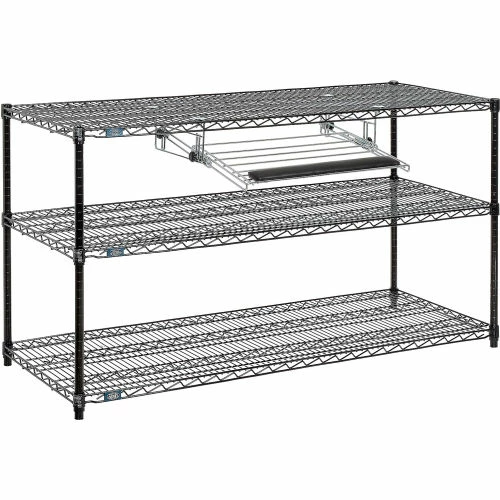 Nexel 3-Shelf Wire Computer LAN Workstation with Keyboard Tray, 60"W x 24"D x 34"H, Black 2 Nexel 3-Shelf Wire Computer LAN Workstation with Keyboard Tray, 60"W x 24"D x 34"H, Black - Image 2