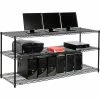 Nexel™ 3-Shelf Wire Computer LAN Workstation, 72"W x 24"D x 34"H, Black