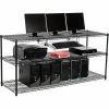 Nexel 3-Shelf Wire Computer LAN Workstation with Keyboard Tray, 72"W x 24"D x 34"H, Black
