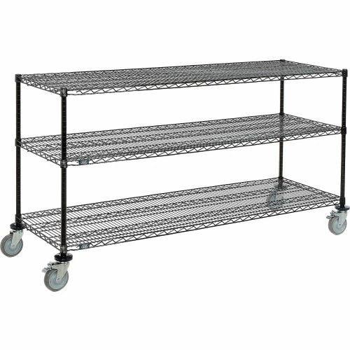 Nexel 3-Shelf Mobile Wire Computer LAN Workstation, 72"W x 24"D x 40"H, Black 2 Nexel 3-Shelf Mobile Wire Computer LAN Workstation, 72"W x 24"D x 40"H, Black - Image 2